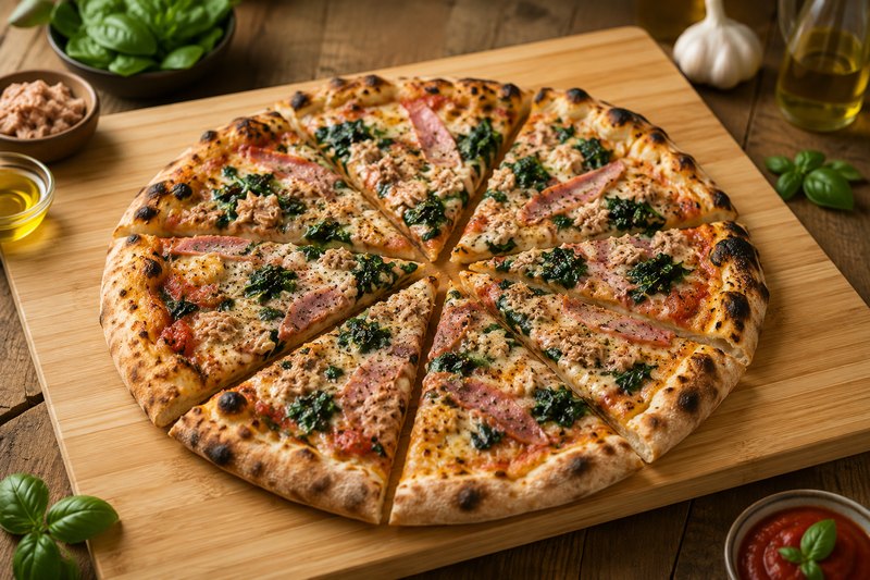 Tuna · ham · spinach · garlic