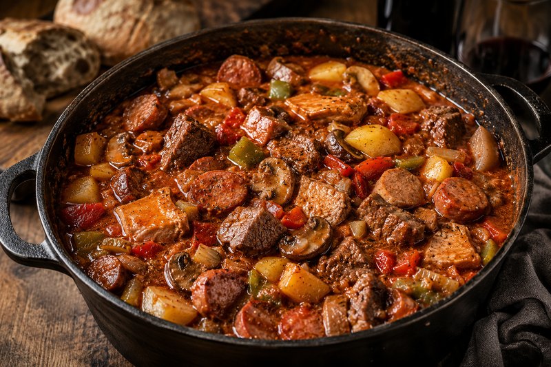 Beef · pork · smoked pork · Mettwurst sausage · red wine