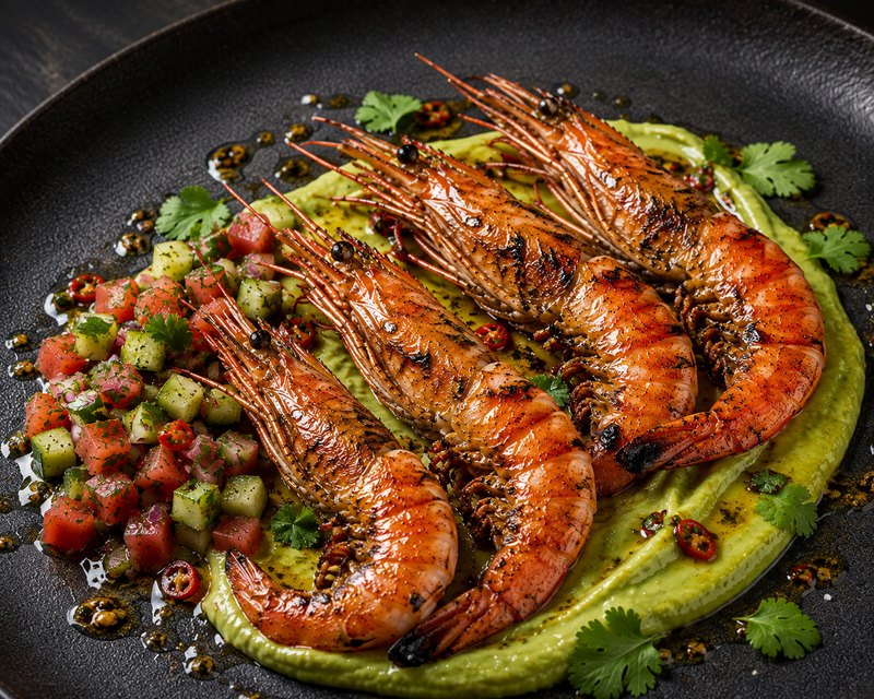 Whole prawn · avocado · lime · chilli